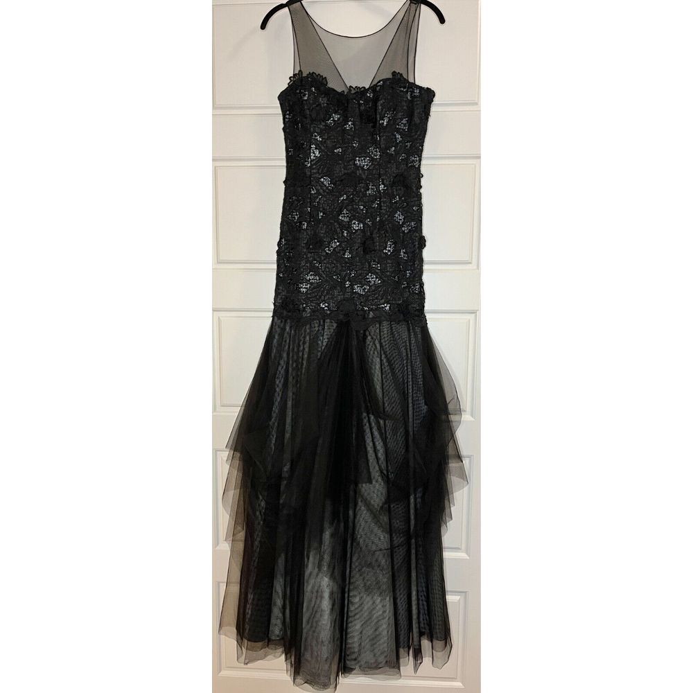 NWT BCBG Maxazria Rita Dress $958 Sleeveless Floral Embroidered Black Womens 2 - Picture 2 of 16